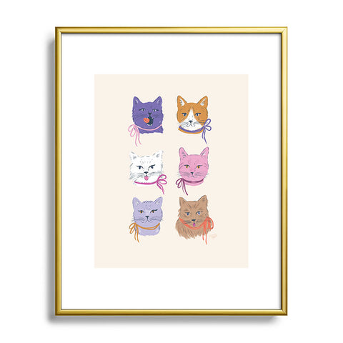 KrissyMast Cats in Purple and Brown Metal Framed Art Print