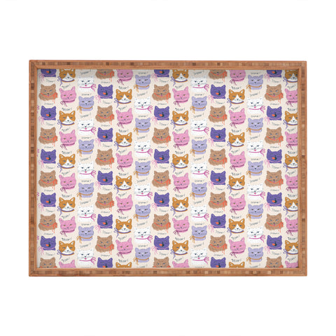 KrissyMast Cats in Purple and Brown Rectangular Tray