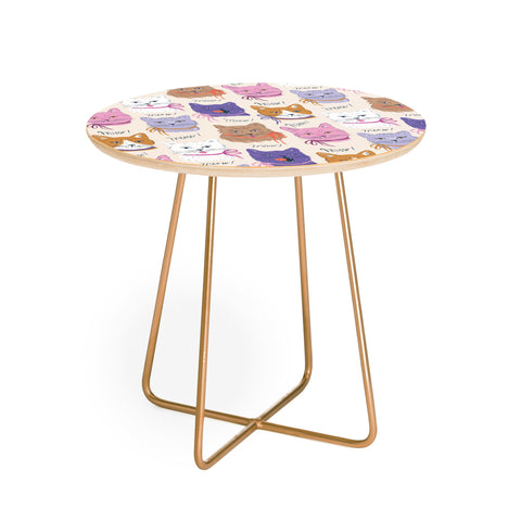 KrissyMast Cats in Purple and Brown Round Side Table