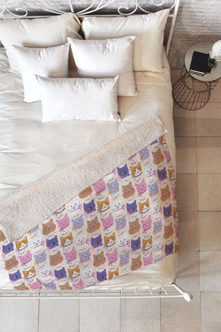KrissyMast Cats in Purple and Brown Fleece Throw Blanket