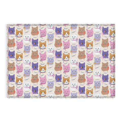 KrissyMast Cats in Purple and Brown Outdoor Rug