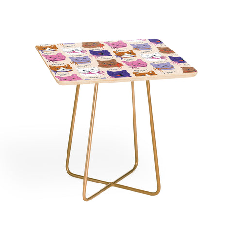 KrissyMast Cats in Purple and Brown Side Table