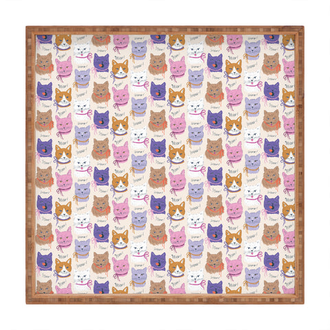 KrissyMast Cats in Purple and Brown Square Tray