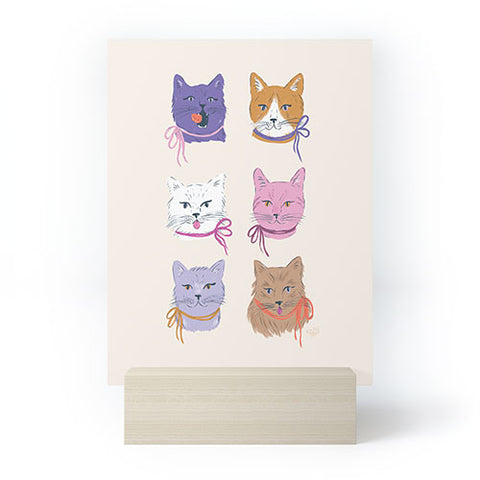 KrissyMast Cats in Purple and Brown Mini Art Print