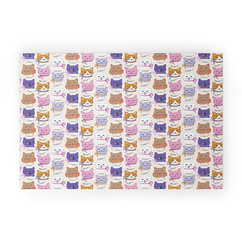 KrissyMast Cats in Purple and Brown Welcome Mat