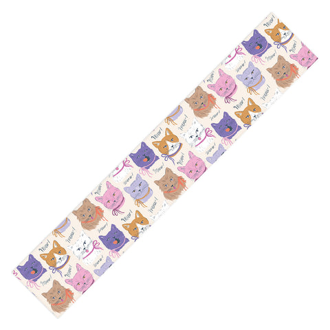 KrissyMast Cats in Purple and Brown Table Runner