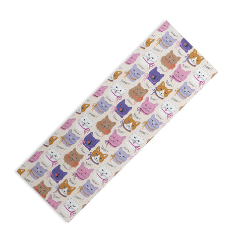 KrissyMast Cats in Purple and Brown Yoga Mat
