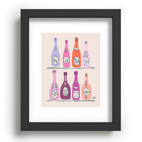 KrissyMast Champagne Bottles on Shelf Recessed Framing Rectangle