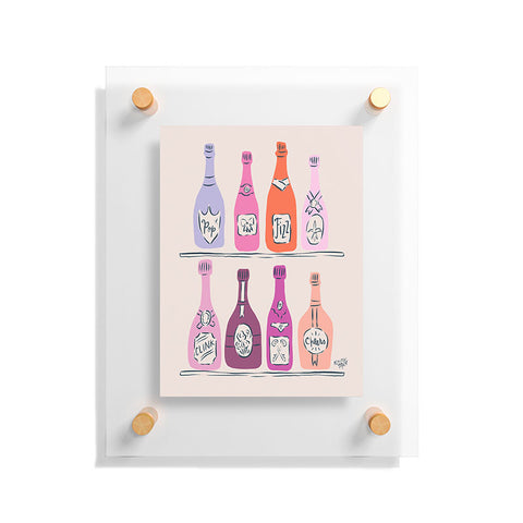 KrissyMast Champagne Bottles on Shelf Floating Acrylic Print