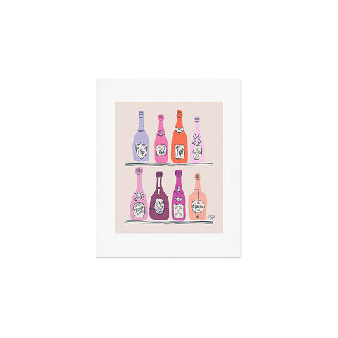 KrissyMast Champagne Bottles on Shelf Art Print