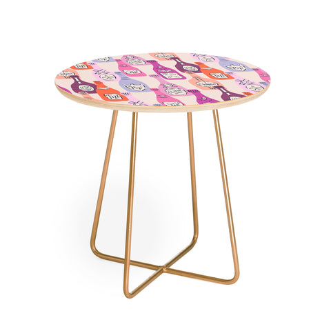 KrissyMast Champagne Bottles on Shelf Round Side Table
