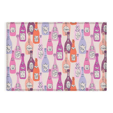 KrissyMast Champagne Bottles on Shelf Outdoor Rug