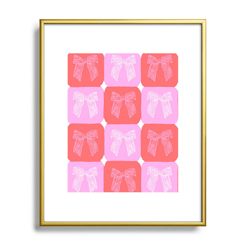 KrissyMast Checkerboard Bows in Pink Metal Framed Art Print