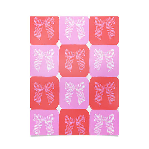 KrissyMast Checkerboard Bows in Pink Poster