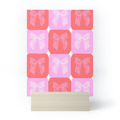KrissyMast Checkerboard Bows in Pink Mini Art Print