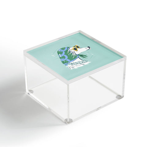 KrissyMast Chic Afghan Hound Dog Illustra Acrylic Box