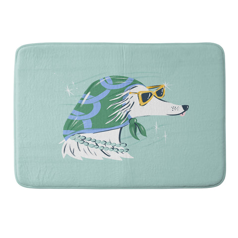KrissyMast Chic Afghan Hound Dog Illustra Memory Foam Bath Mat