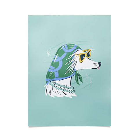 KrissyMast Chic Afghan Hound Dog Illustra Poster
