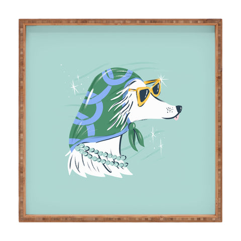 KrissyMast Chic Afghan Hound Dog Illustra Square Tray