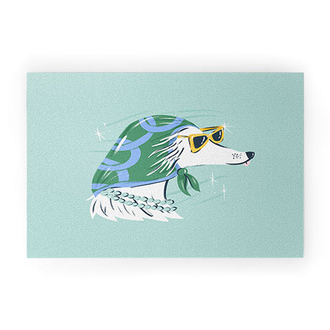 KrissyMast Chic Afghan Hound Dog Illustra Welcome Mat