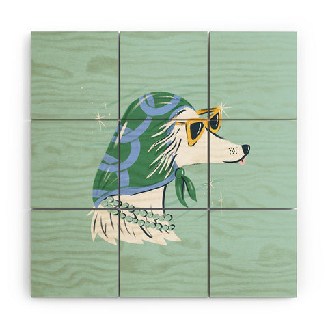 KrissyMast Chic Afghan Hound Dog Illustra Wood Wall Mural