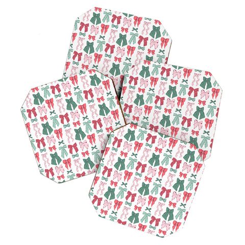 KrissyMast Christmas Bows I Coaster Set
