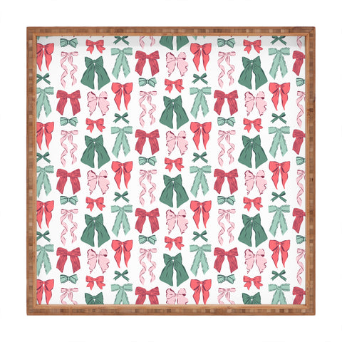 KrissyMast Christmas Bows I Square Tray