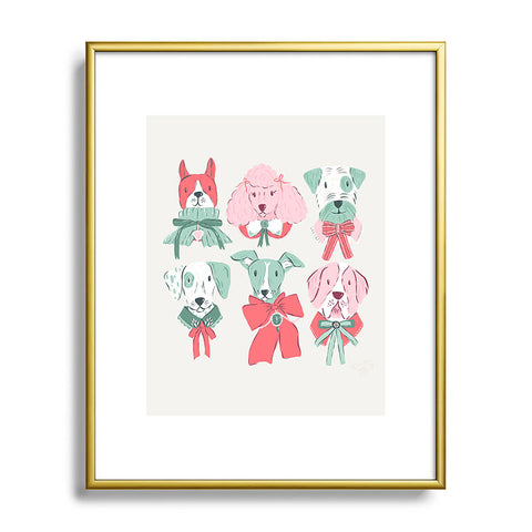 KrissyMast Christmas Dogs Portrait Metal Framed Art Print