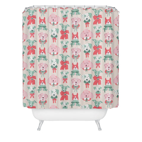 KrissyMast Christmas Dogs Portrait Shower Curtain