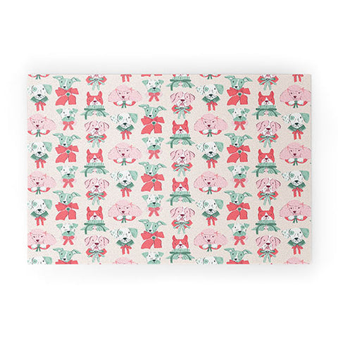 KrissyMast Christmas Dogs Portrait Welcome Mat