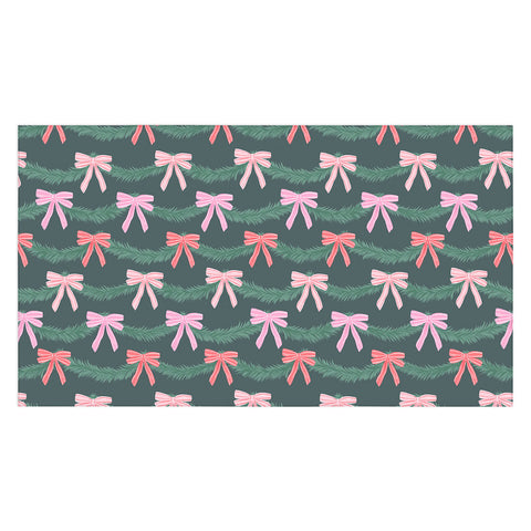 KrissyMast Christmas Garland with Bows Tablecloth