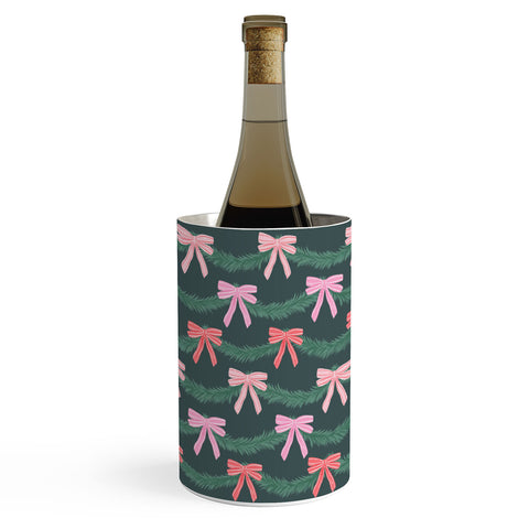 KrissyMast Christmas Garland with Bows Wine Chiller
