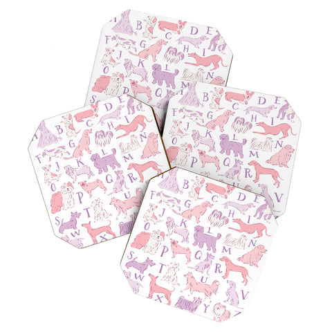 KrissyMast Dogs ABC Alphabet Print Coaster Set