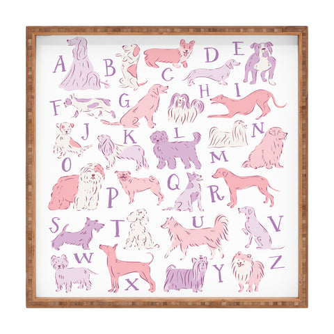KrissyMast Dogs ABC Alphabet Print Square Tray