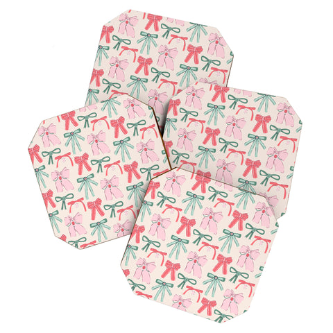 KrissyMast Fancy Christmas Ribbons and Bows Coaster Set