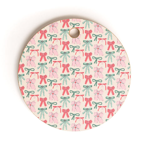 KrissyMast Fancy Christmas Ribbons and Bows Cutting Board Round