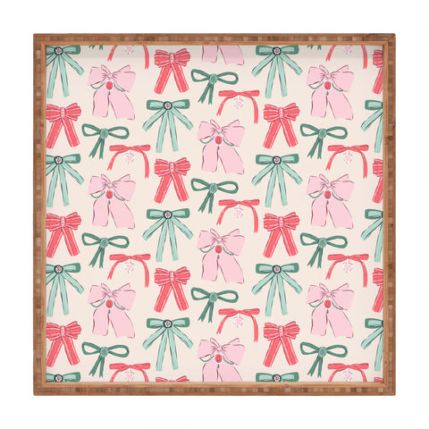 KrissyMast Fancy Christmas Ribbons and Bows Square Tray
