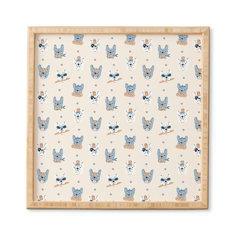 KrissyMast French Bulldogs with Pastries Framed Wall Art