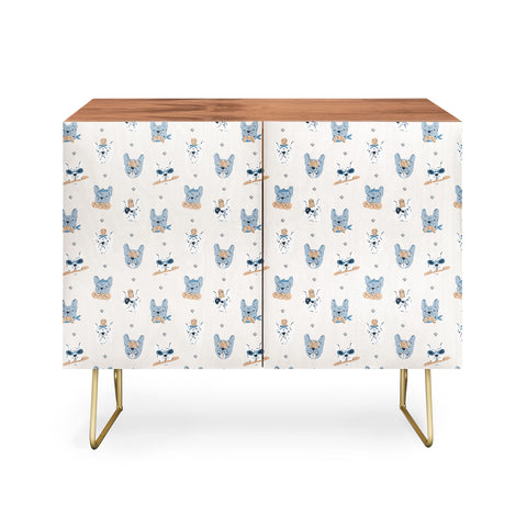 KrissyMast French Bulldogs with Pastries Credenza