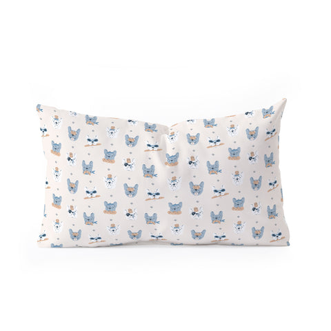 KrissyMast French Bulldogs with Pastries Oblong Throw Pillow