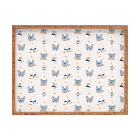 KrissyMast French Bulldogs with Pastries Rectangular Tray