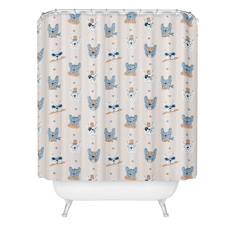 KrissyMast French Bulldogs with Pastries Shower Curtain