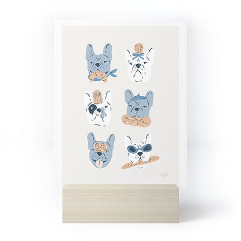KrissyMast French Bulldogs with Pastries Mini Art Print