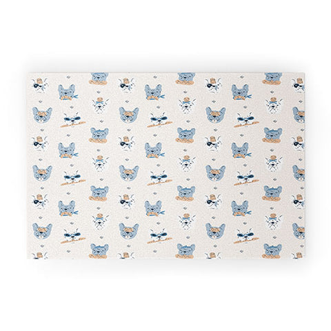 KrissyMast French Bulldogs with Pastries Welcome Mat