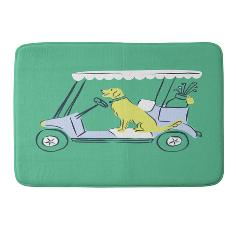 KrissyMast Golf Cart Golden Retriever Memory Foam Bath Mat