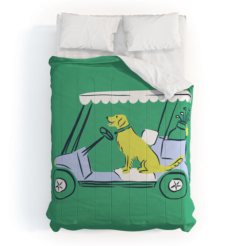 KrissyMast Golf Cart Golden Retriever Comforter