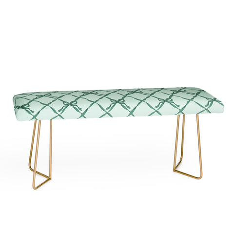 KrissyMast Green Trellis Ribbon Bows Bench