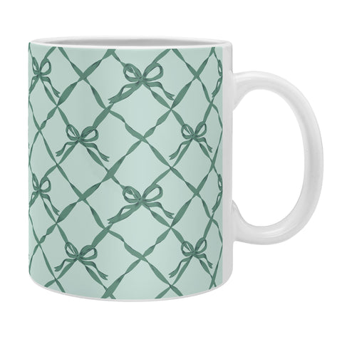 KrissyMast Green Trellis Ribbon Bows Coffee Mug