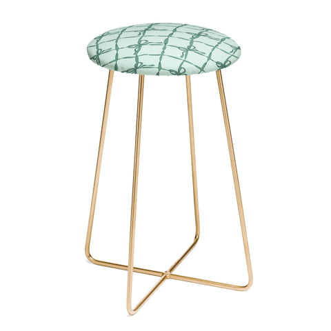 KrissyMast Green Trellis Ribbon Bows Counter Stool