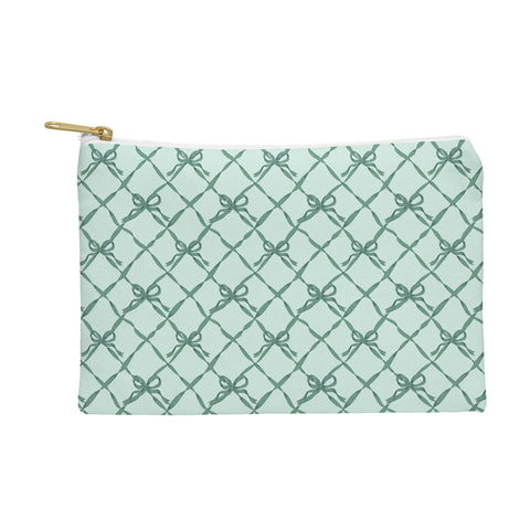 KrissyMast Green Trellis Ribbon Bows Pouch